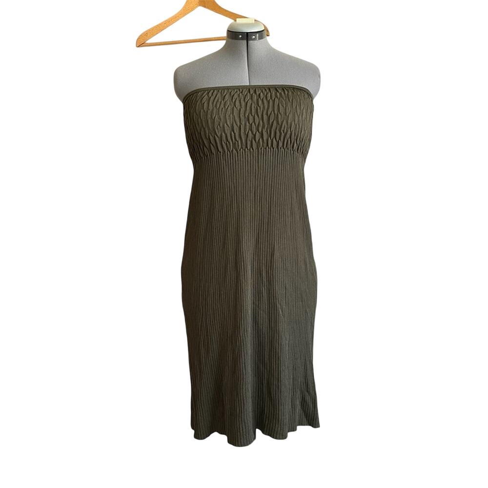 Modern Citizen Olive Green Knit Strapless Dress Sz S Cruise Resortwear